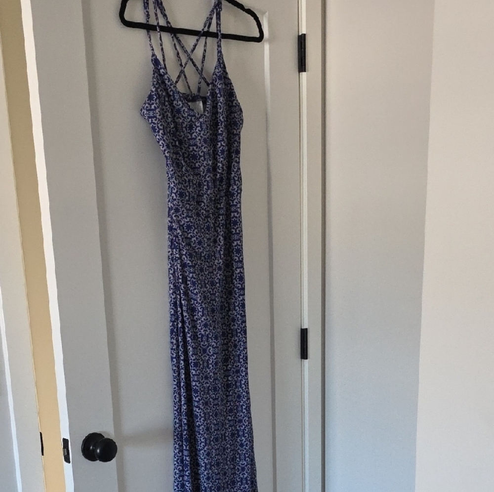 Market & Spruce Blue Patterned Maxi Dress